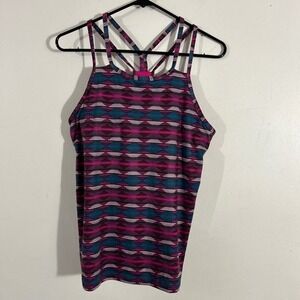 Patagonia Active Tank Top Women Medium Pink Purple Geometric Strappy Racerback